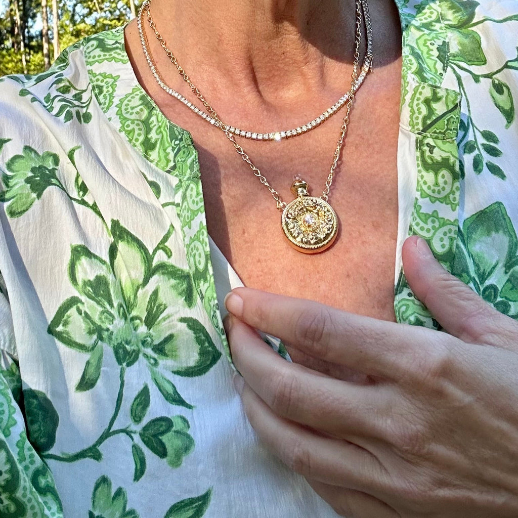 Round Perfume Bottle Necklace