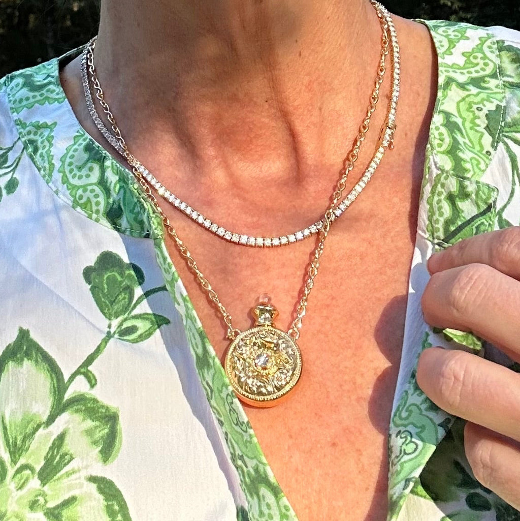 Round Perfume Bottle Necklace