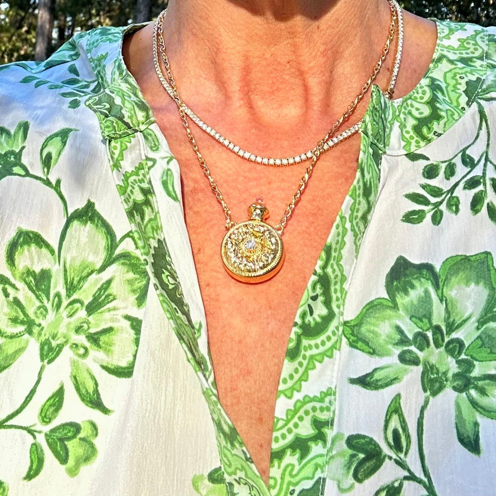 Round Perfume Bottle Necklace