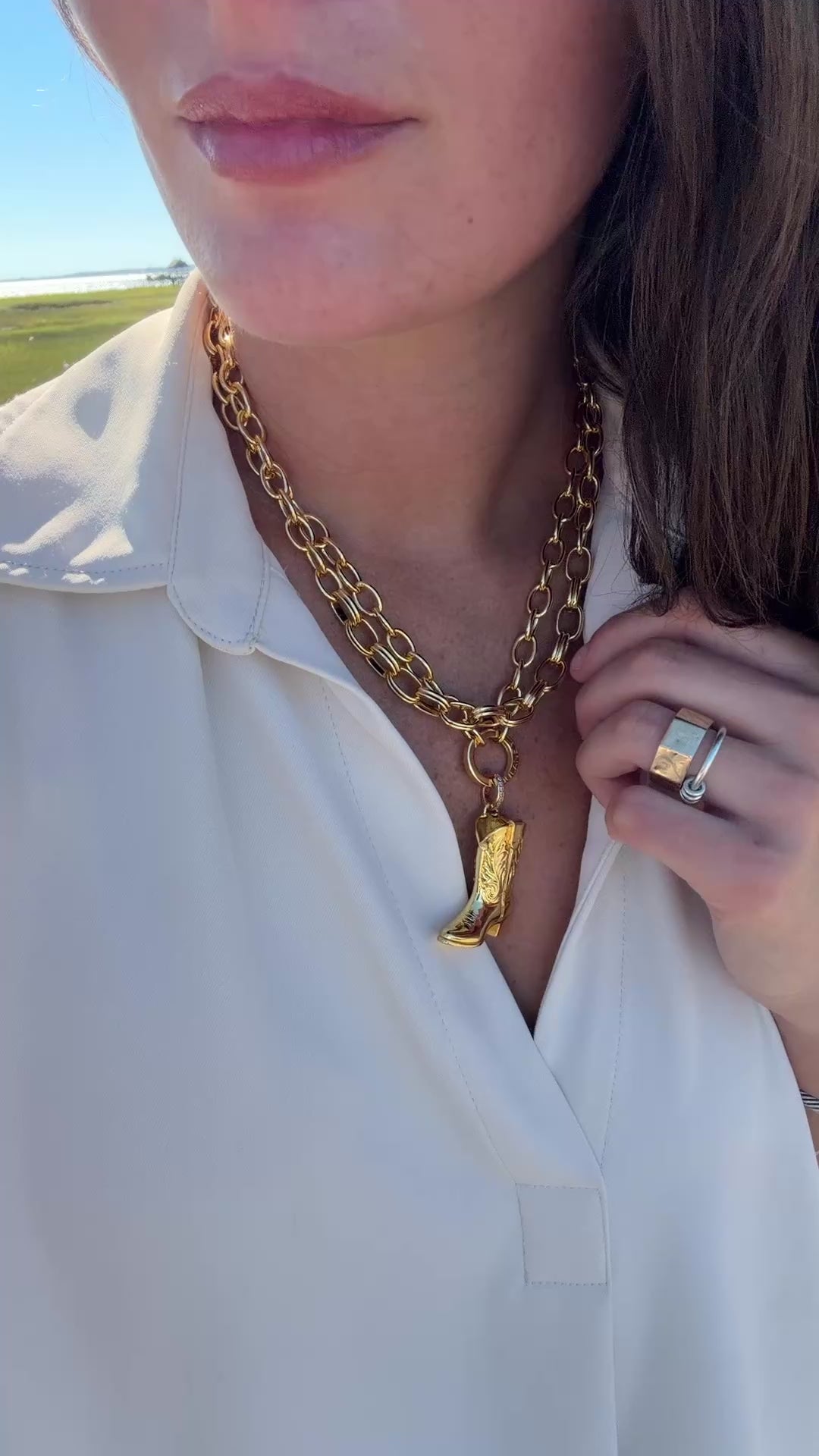 Cowboy Boot Statement Necklace